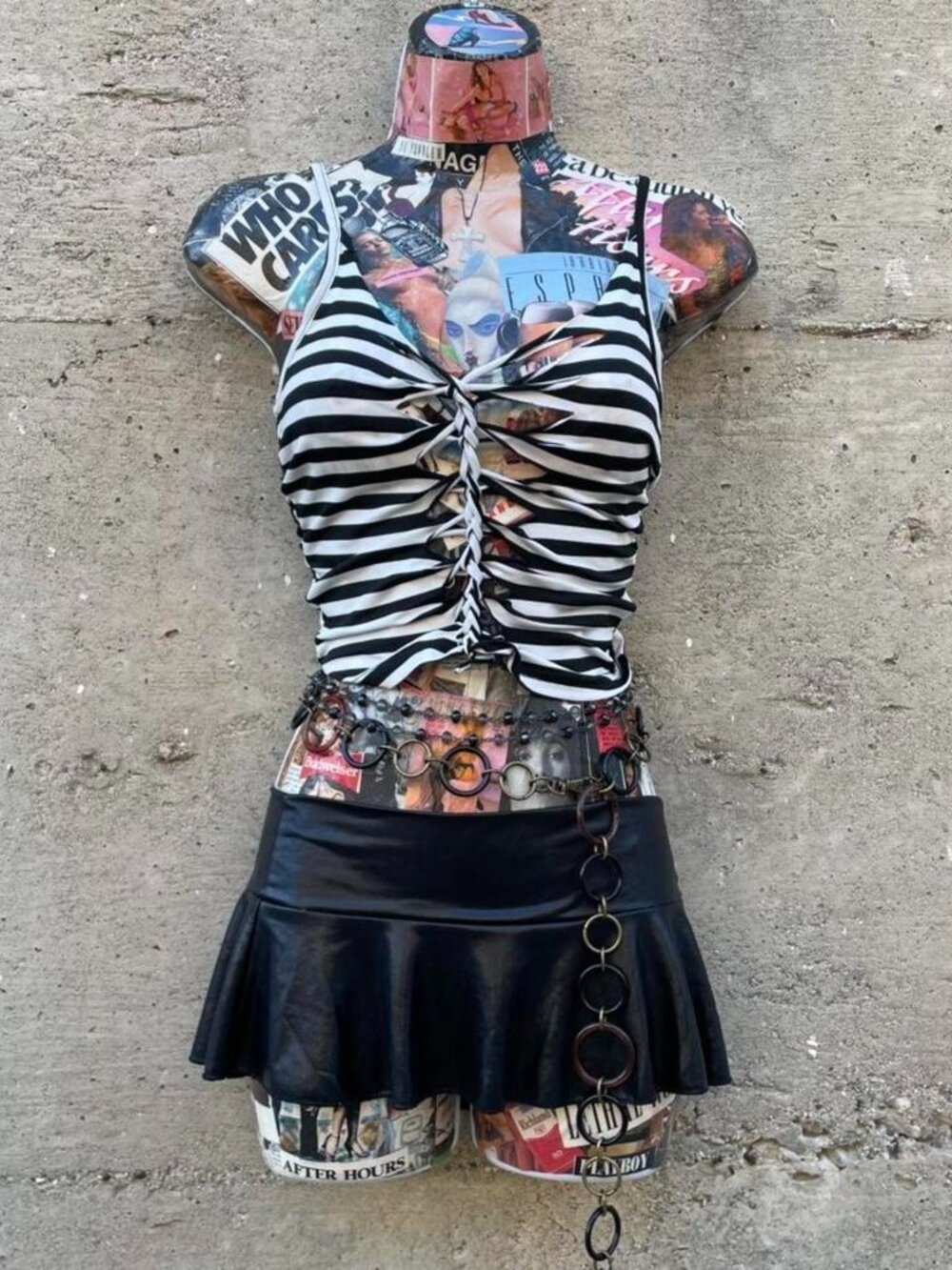 b&w grunge slitweave tank top
